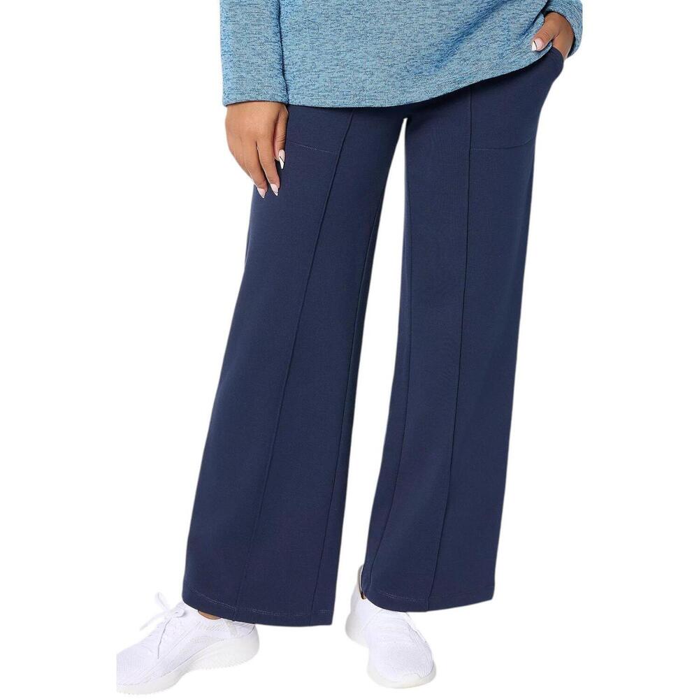 Denim & Co. Active Women's Brushed Back French Terry Pants Navy - Petite